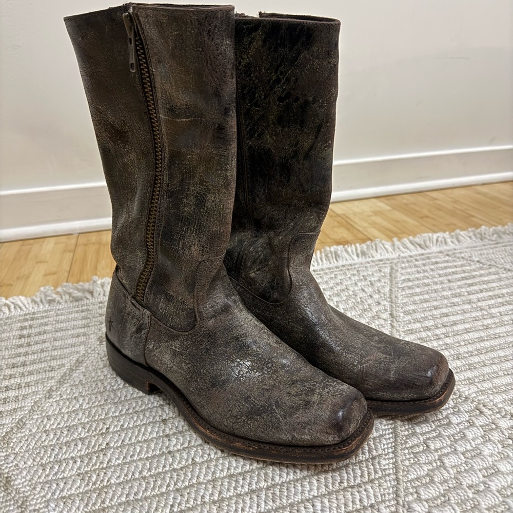 Frye Distressed Dark Brown Leather Boots